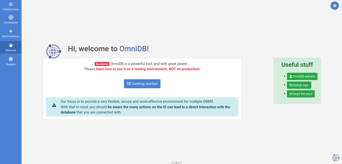OmniDB main screen