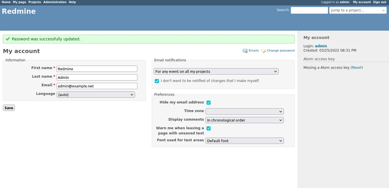 Redmine dashboard on Ubuntu 20.04