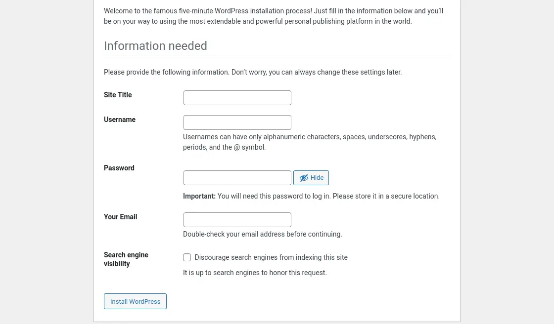 Creating the Admin user for WordPress on Debian 11