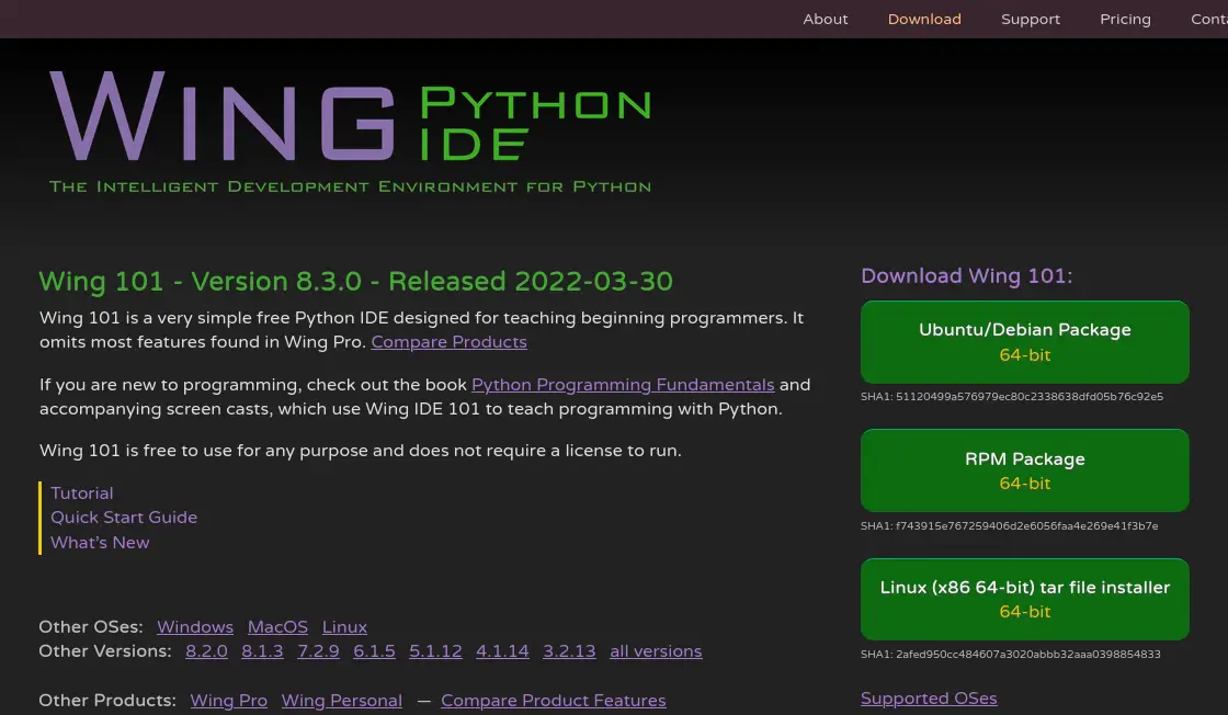 Download Wing Python IDE on Ubuntu 20.04