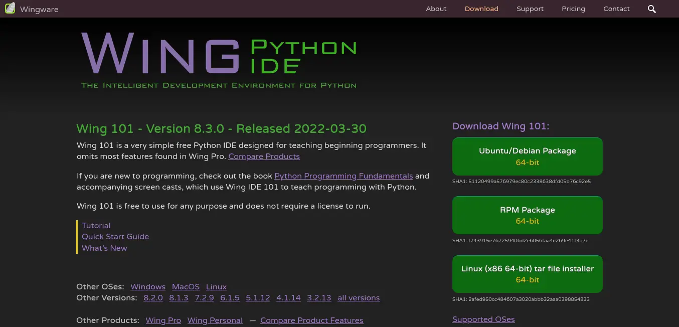 Download Wing Python IDE on Ubuntu 20.04