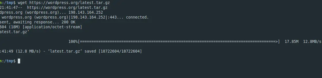 Download WordPress using wget