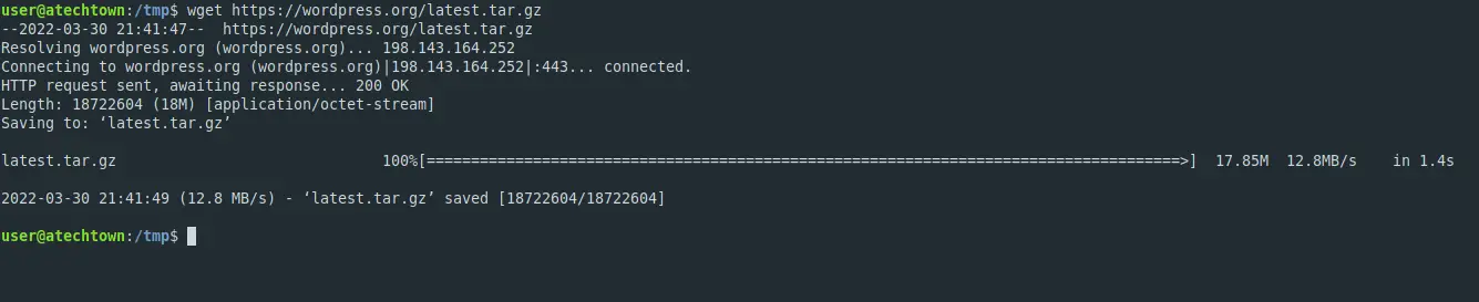 Download WordPress using wget
