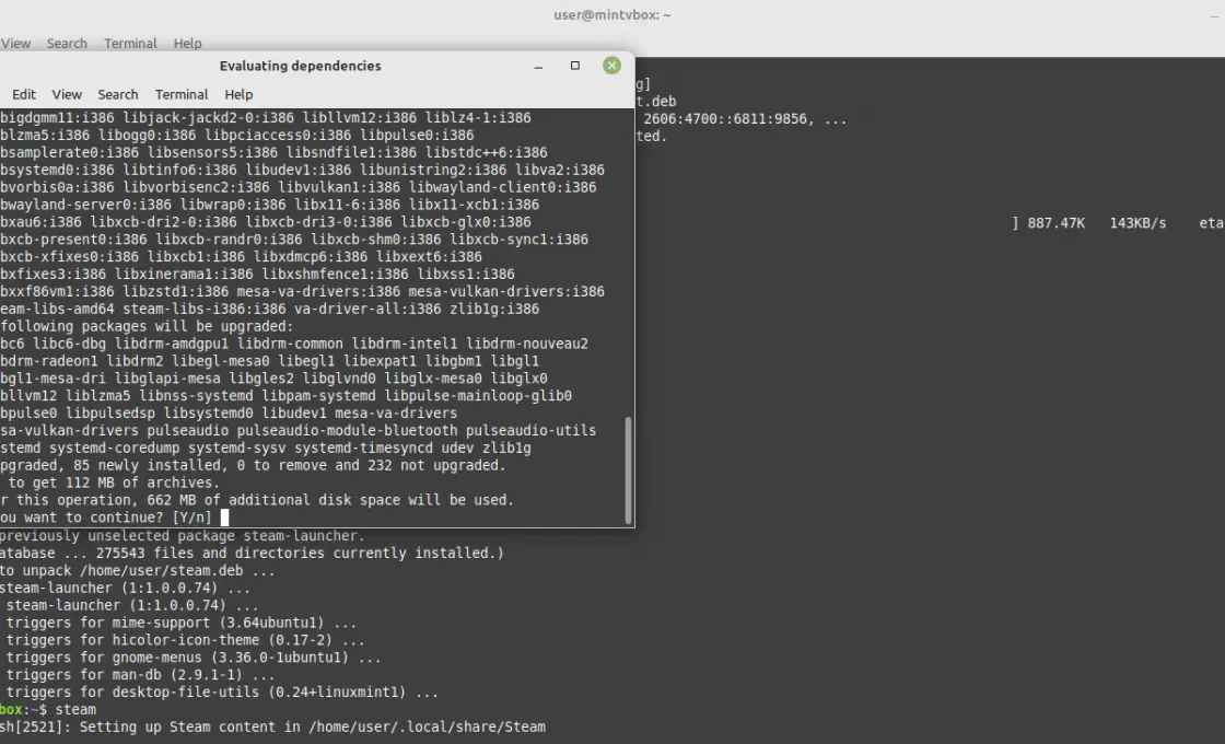 Installing the Steam dependencies