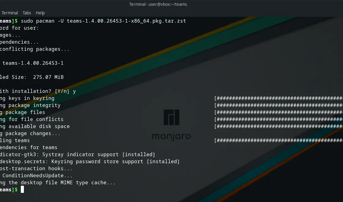 Install Microsoft Teams on Manjaro Linux