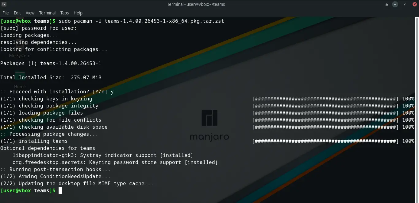 Install Microsoft Teams on Manjaro Linux