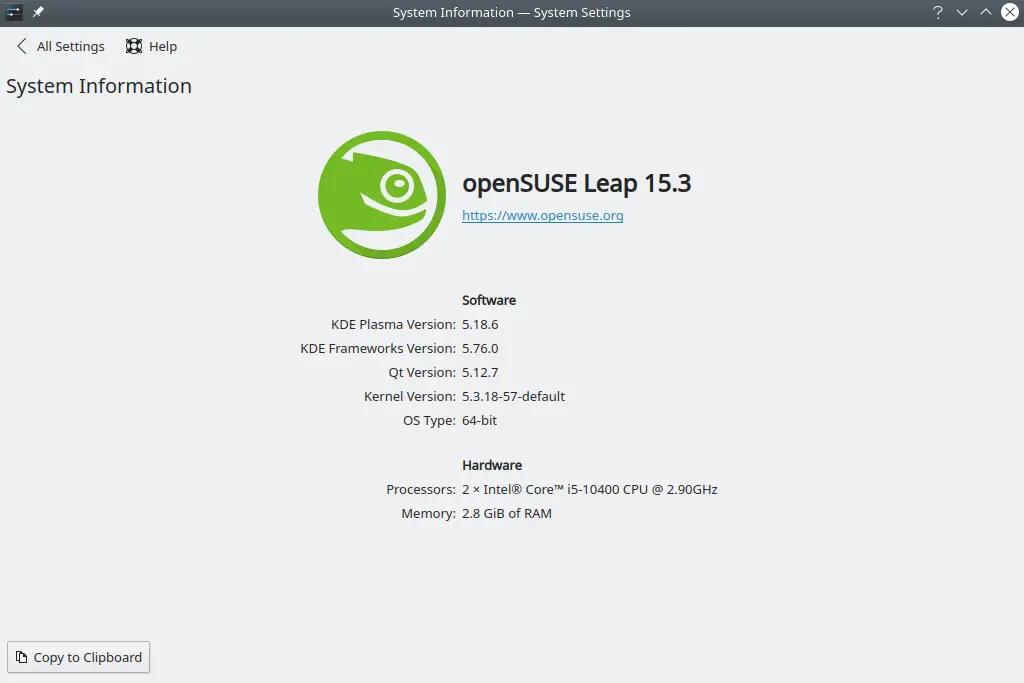 Show the openSUSE version using KDE plasma