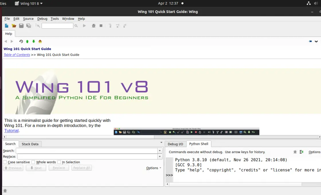 Wing pyrhon IDE on Ubuntu 20.04