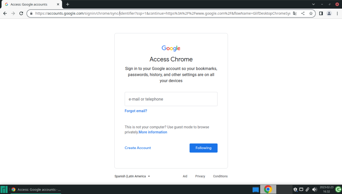 Access Chrome with the Google Account