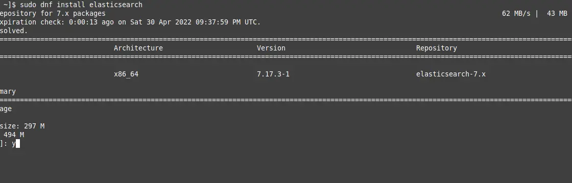 Install Elasticsearch on Alma Linux 8