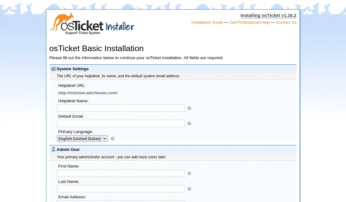 osTicket installation