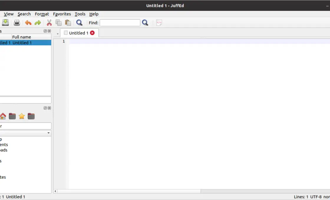 juffEd interface on Ubuntu