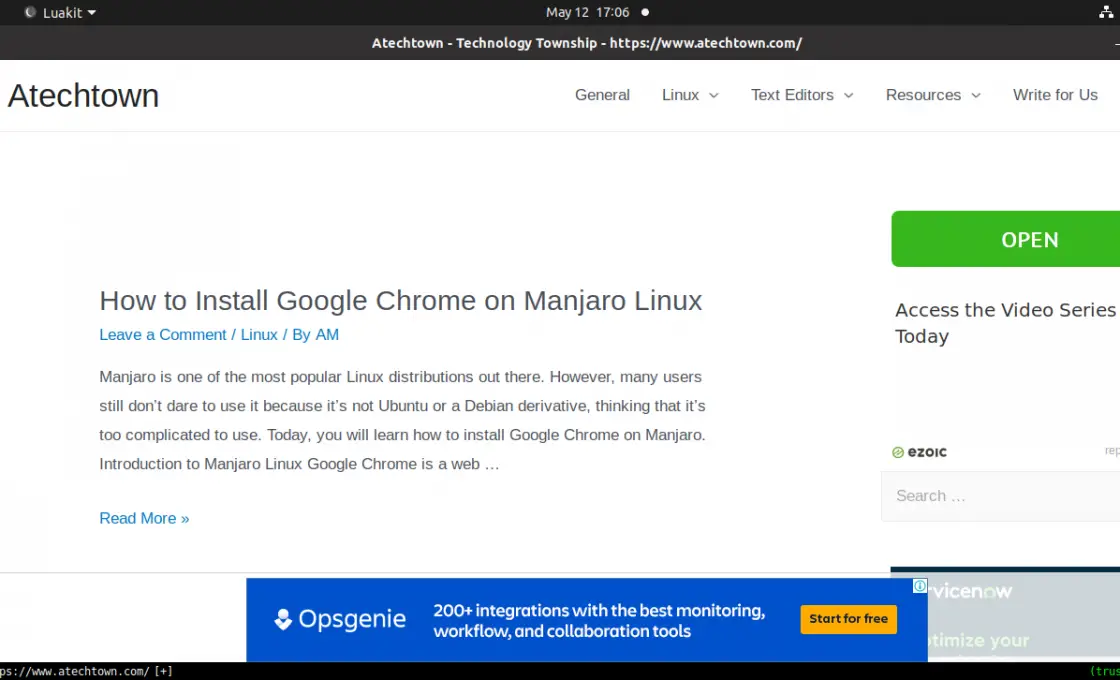 Luakit on Ubuntu 20.04