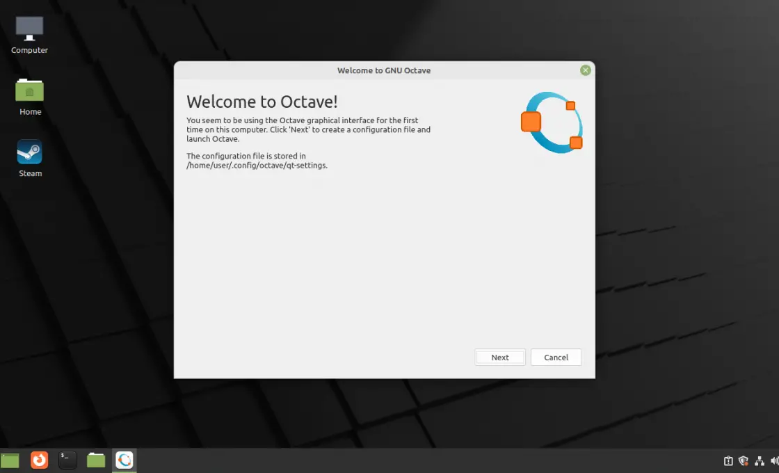 GNU Octave welcome screen
