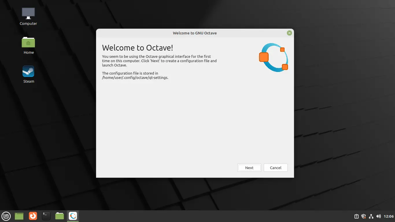 GNU Octave welcome screen