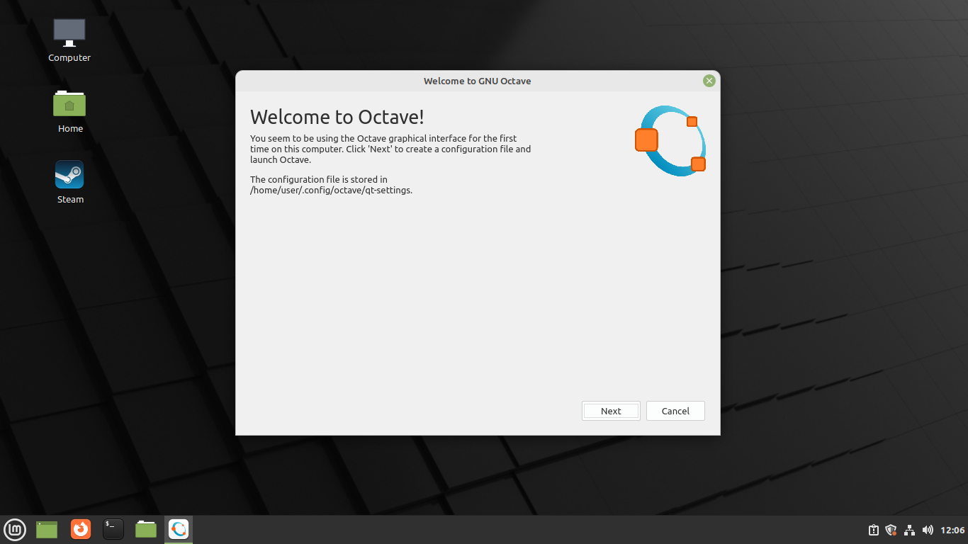 GNU Octave welcome screen