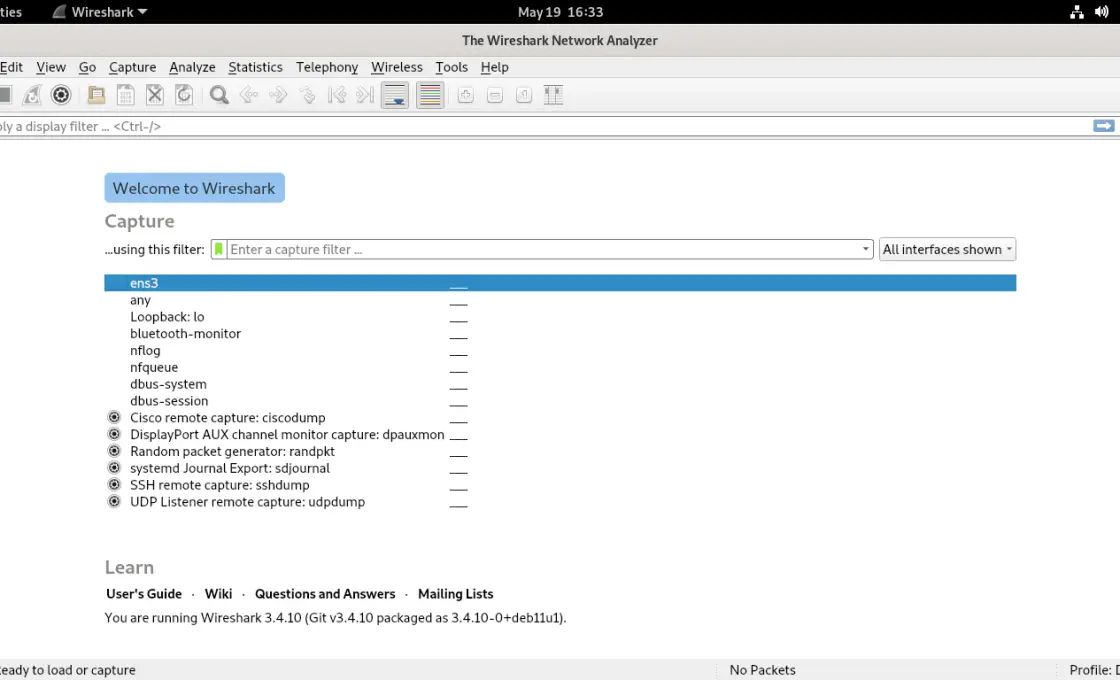 Wireshark on Debian 11