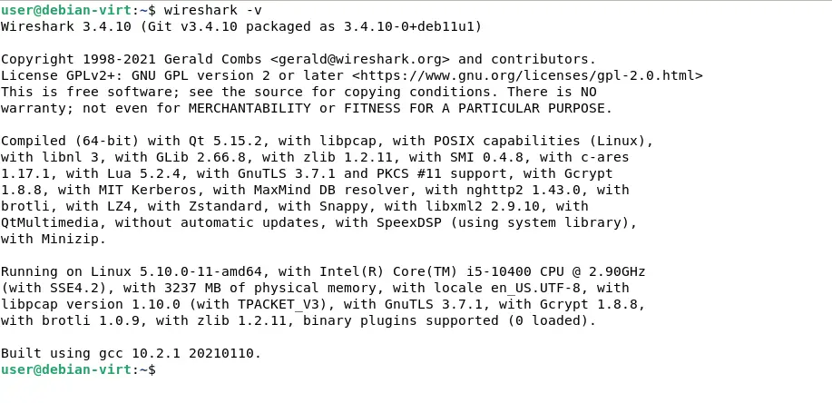 Wireshark version