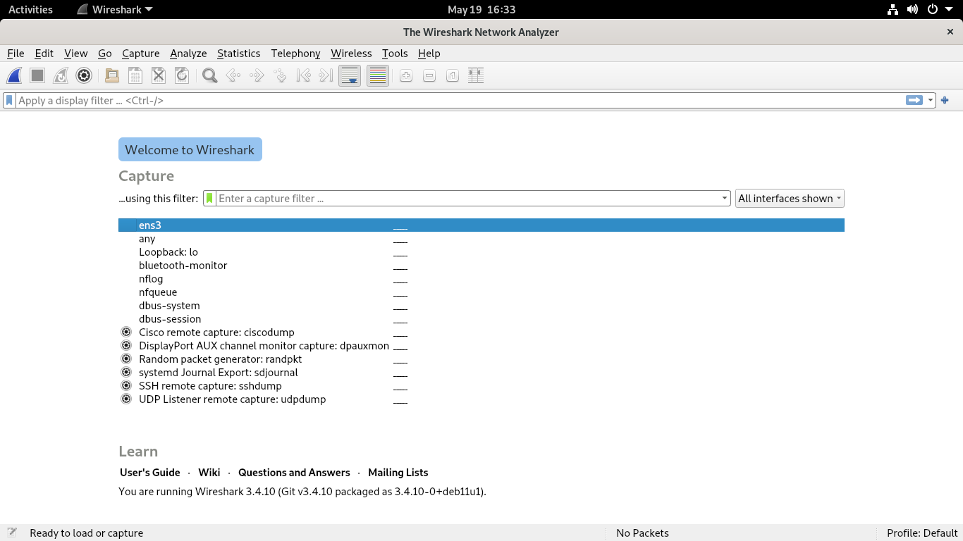 Wireshark on Debian 11