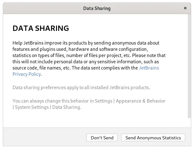 Data sharing screen
