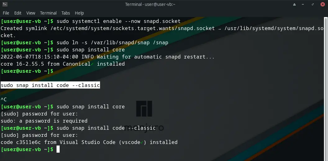 Install Visual Studio Code on Manjaro Linux