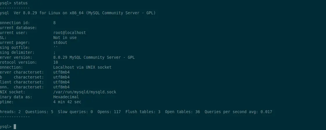 MySQL status command