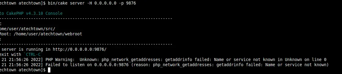Serve the CakePHP project