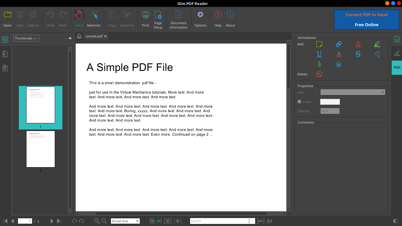 Using Slim PDF Reader one of the best PDF Reader for Linux