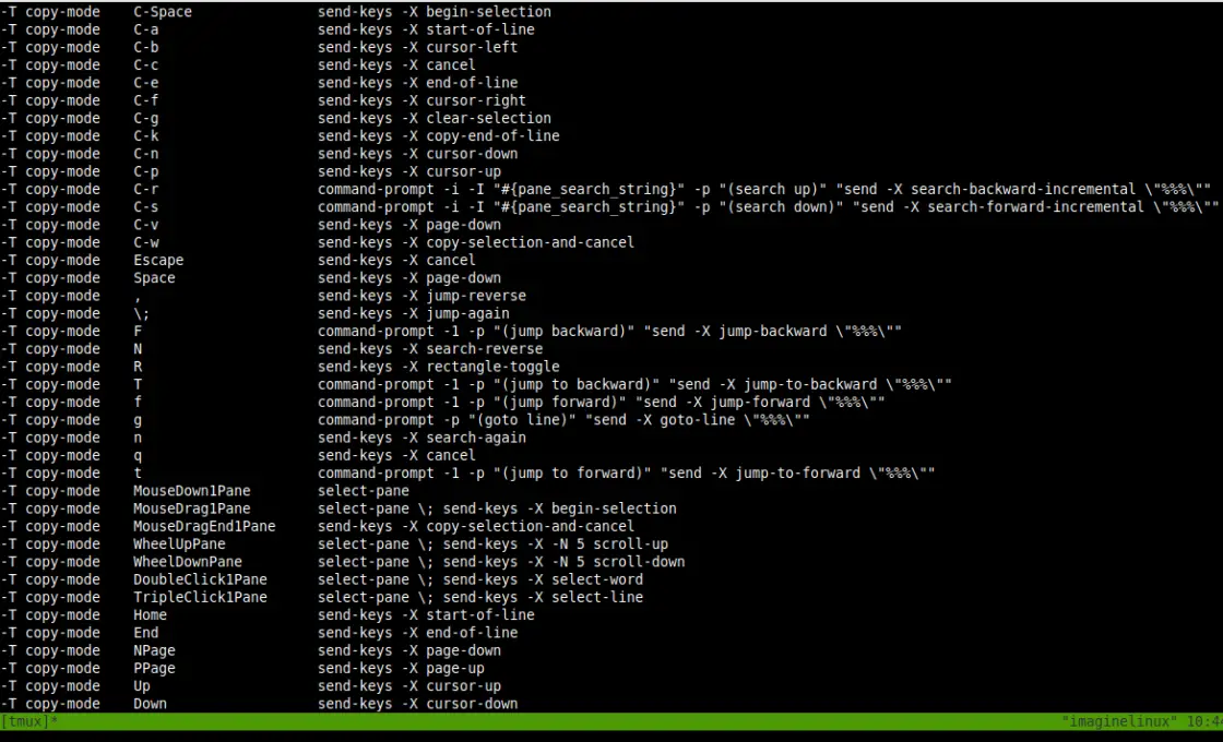 tmux command list