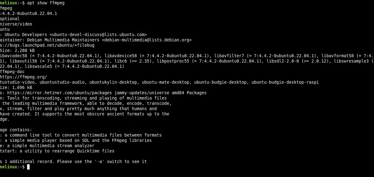 FFmpeg package info