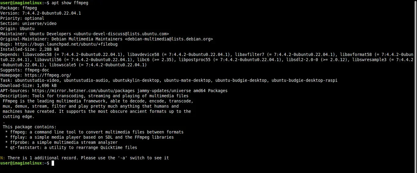 FFmpeg package info