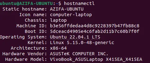 hostnamectl existing host name