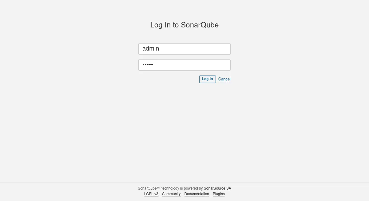 Login page