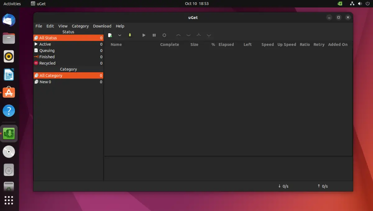 The uGet interface