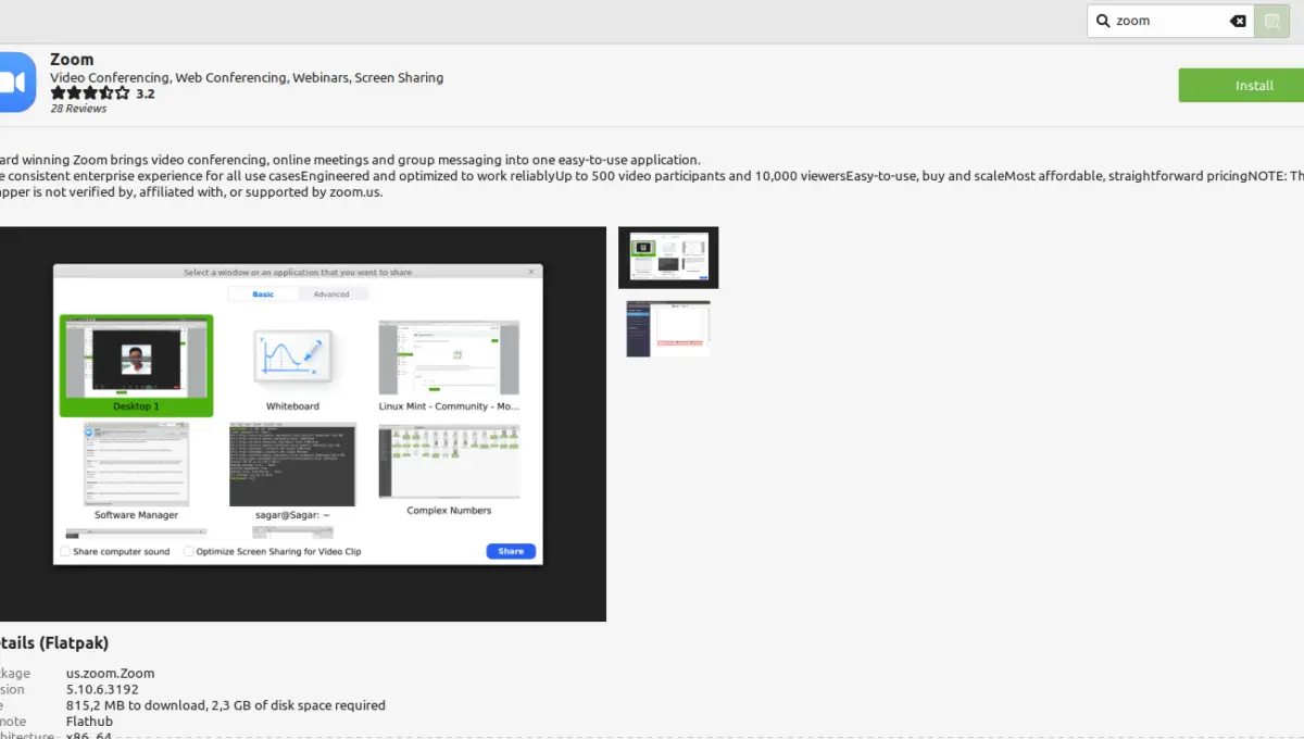 Install Zoom using Flatpak