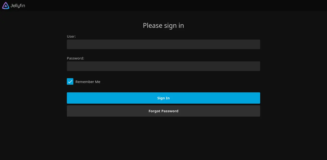 Jellyfin Login Screen