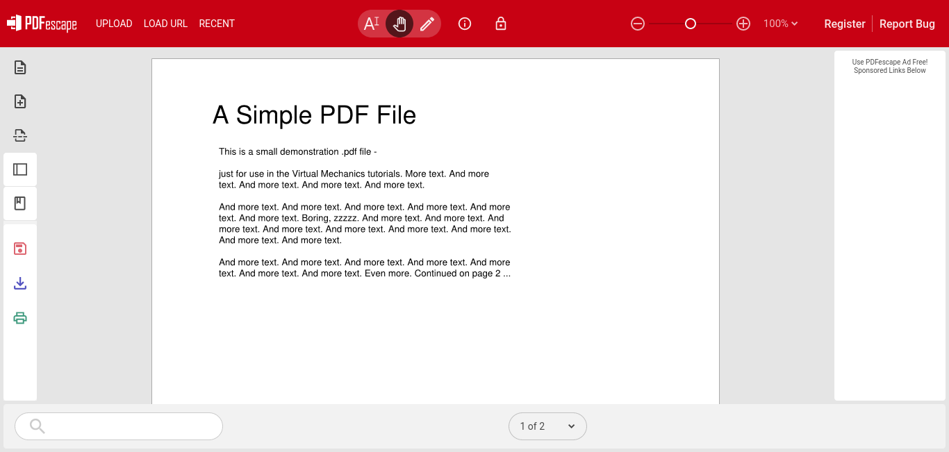 Edit PDF files with PDFescape