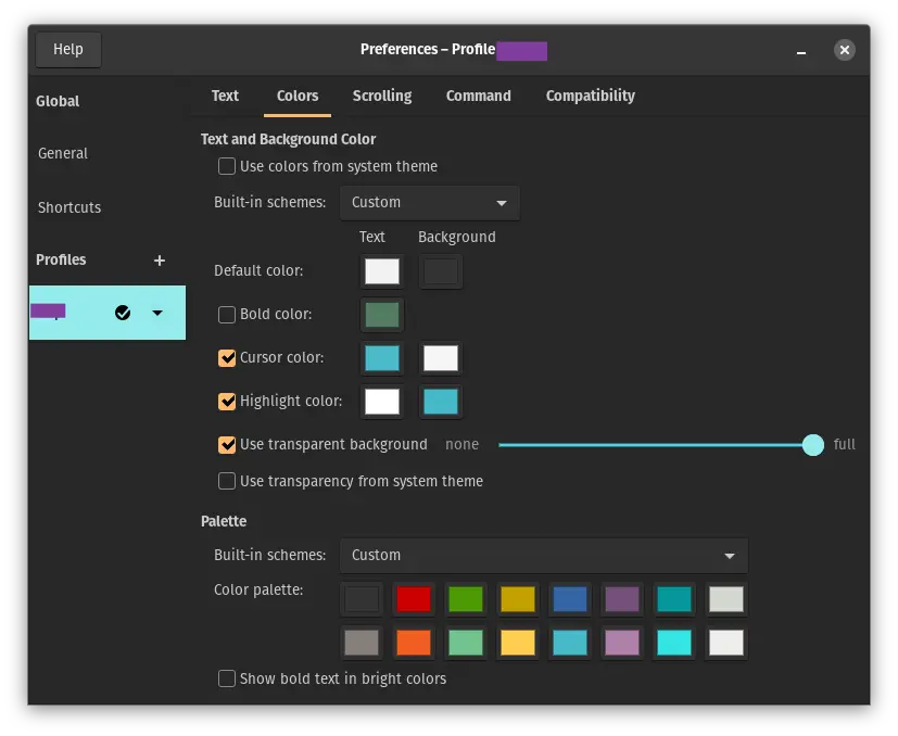 Ubuntu Terminal settings