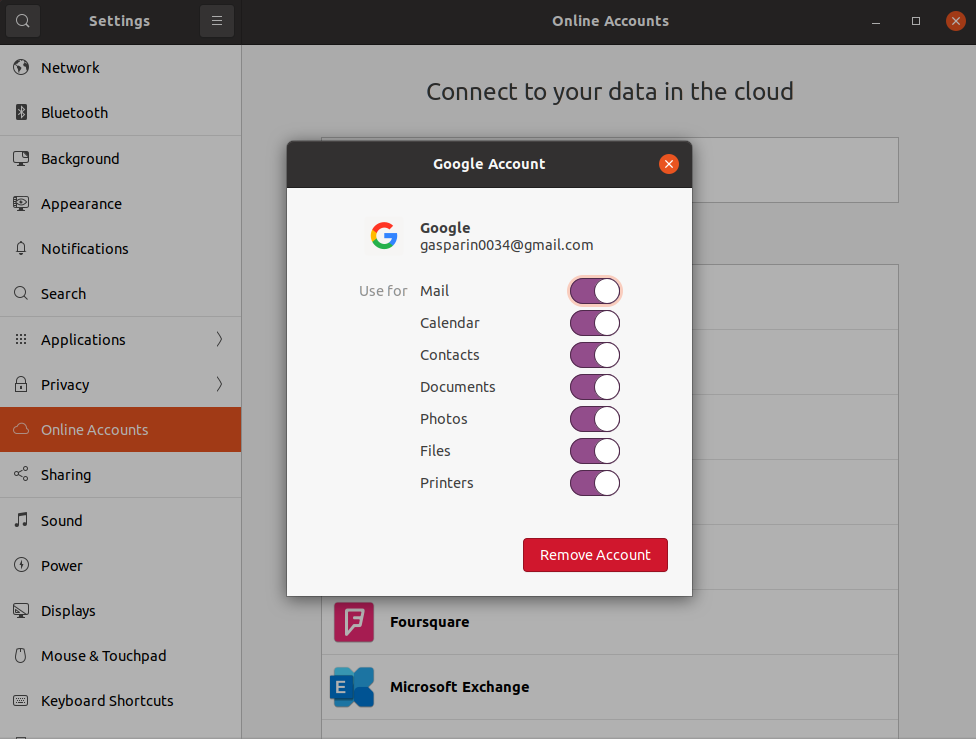 Remove Google Drive account in Ubuntu