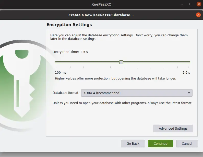 Configuring the new Database