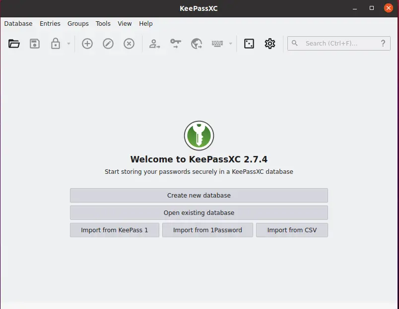 KeePassXC main screen