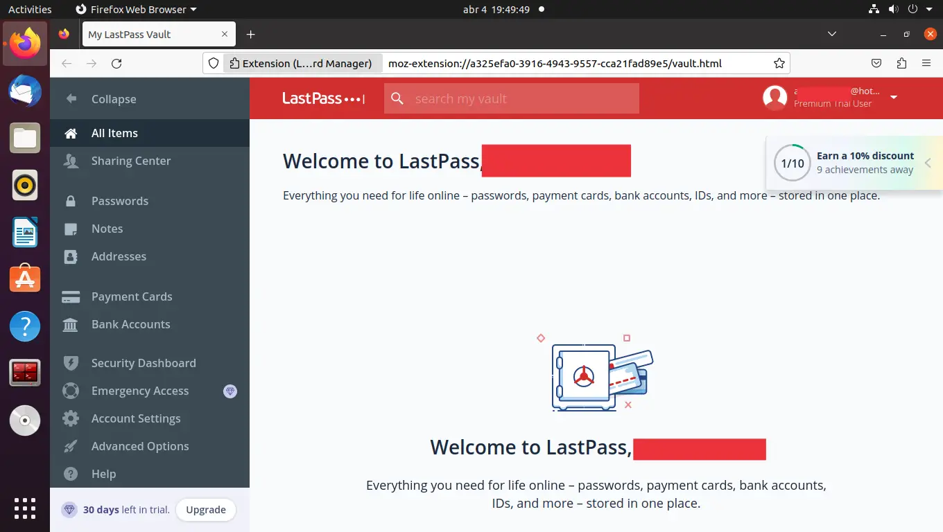 LastPass main screen