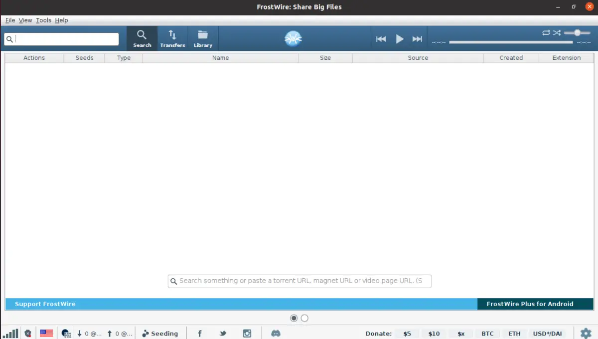 Frostwire main screen