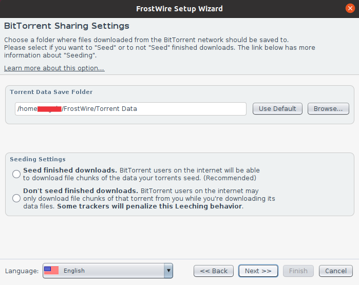 Frostwire share settings
