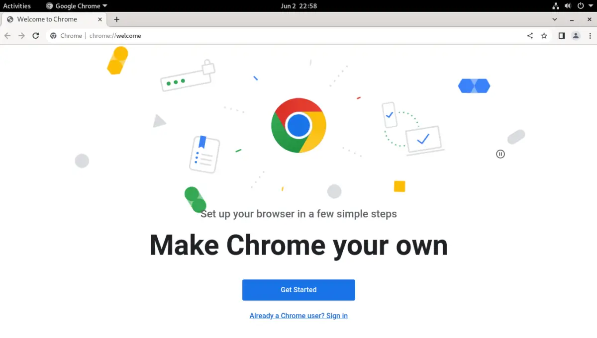 Google Chrome running on Rocky Linux 9 / Alma Linux 9