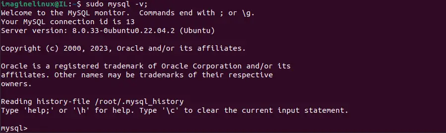 output of mysql -v