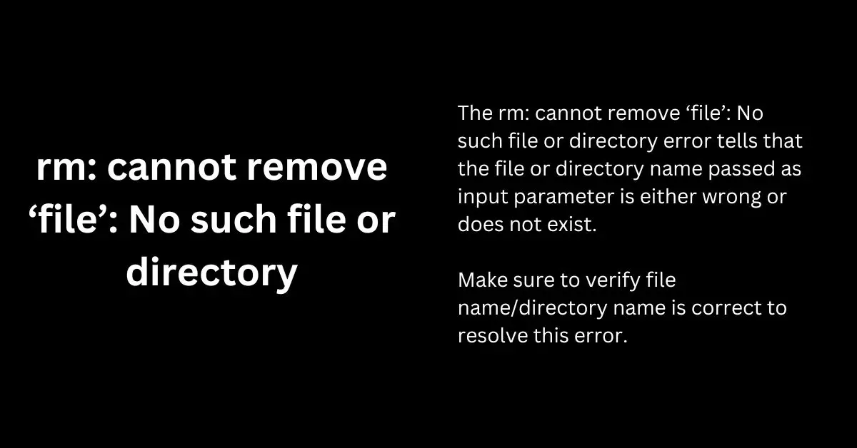 How to resolve rm: cannot remove 'file': No such file or directory error in Linux