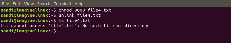 Delete the write-protected file using unlink command in Linux