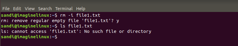 Interactively deleting files in linux using rm -i 