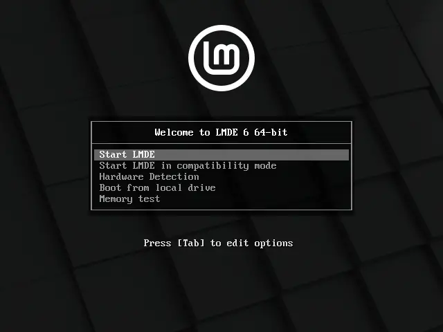 LMDE boot menu